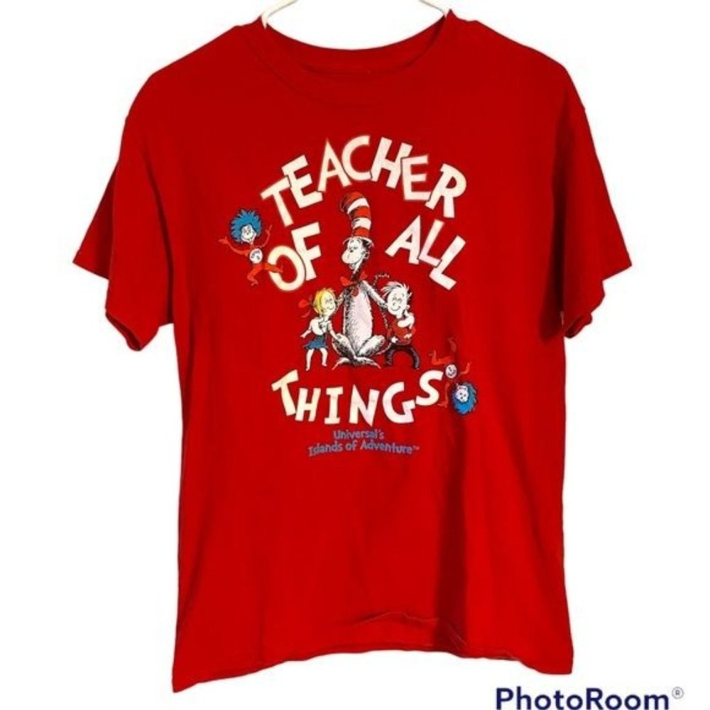 Universal Studios Cat in the Hat Islands of Adventure Red‎ Short Sleeve Tee